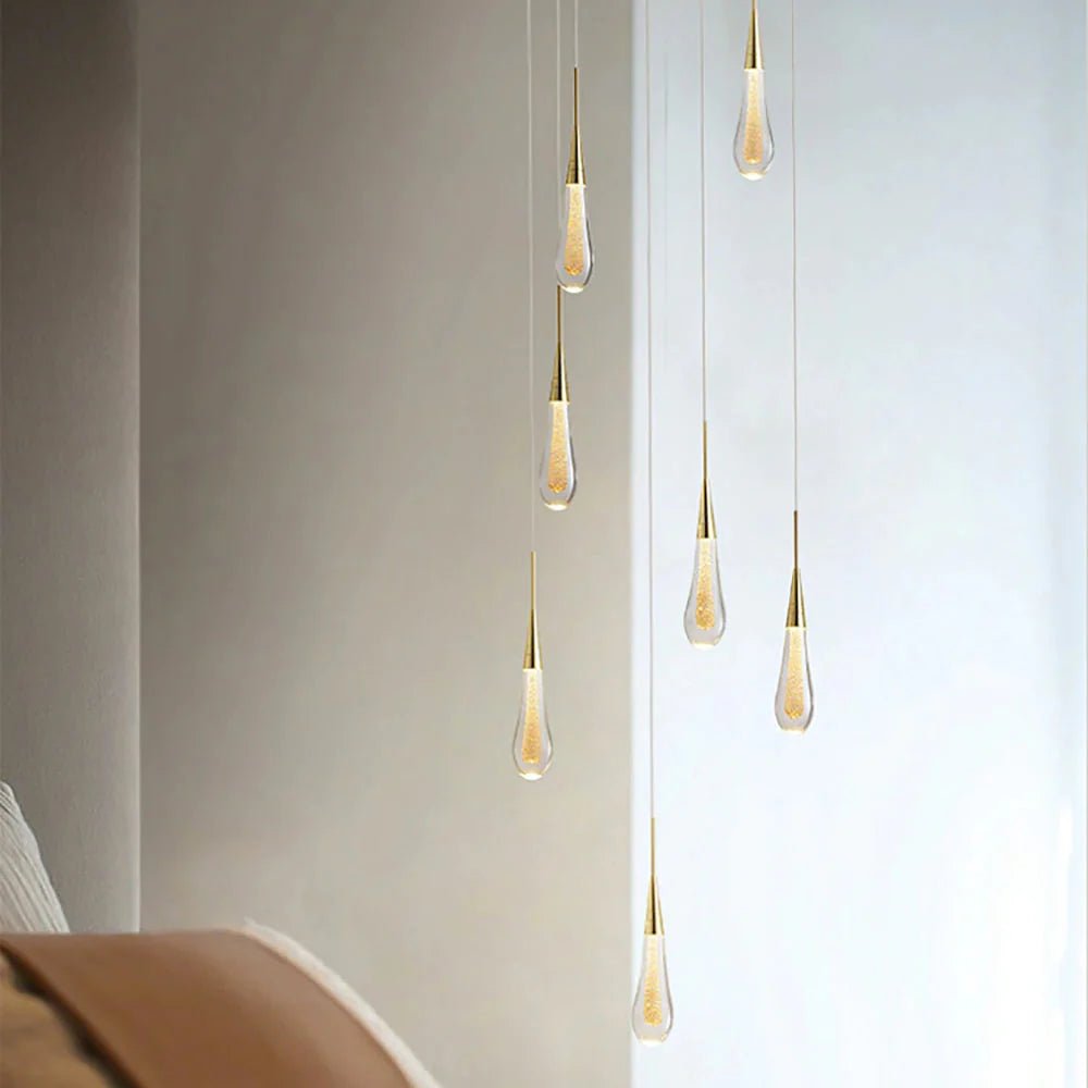 Modern Aurelia Droplet LED Pendant Light Glass and Iron OpalDwell