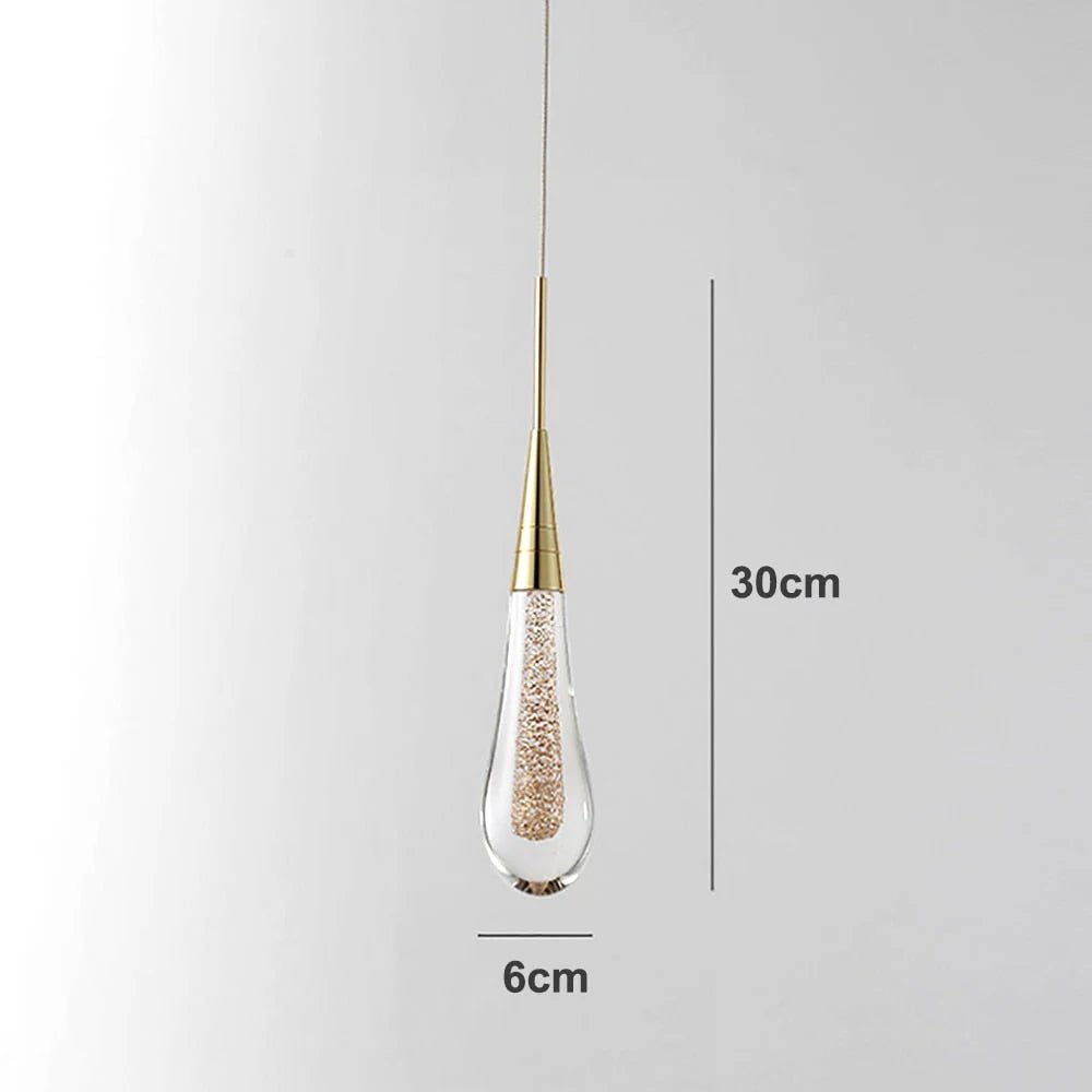 Lyra Glass and Iron Droplet Pendant Light for Kitchen OpalDwell