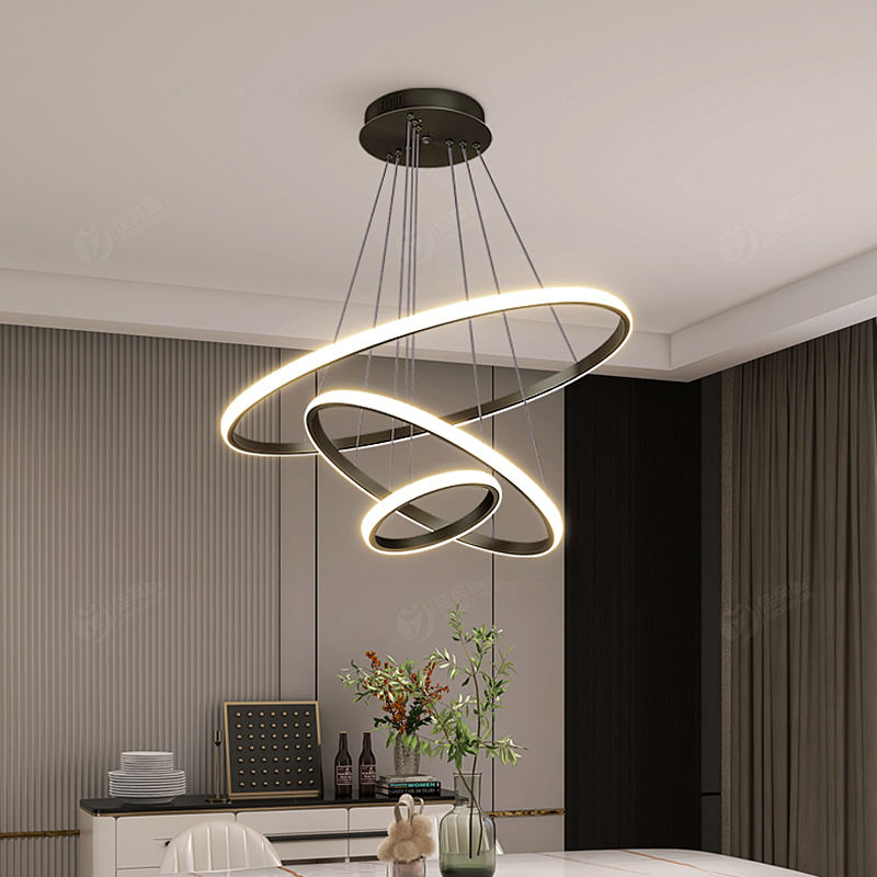 Virell Spiral LED Chandelier Modern Ceiling Light With Circular Rings - OpalDwell