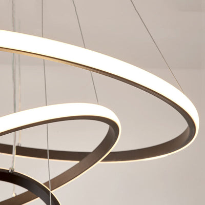 Virell Spiral LED Chandelier Modern Ceiling Light With Circular Rings - OpalDwell
