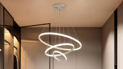 Virell Spiral LED Chandelier Modern Ceiling Light With Circular Rings - OpalDwell