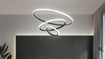 Virell Spiral LED Chandelier Modern Ceiling Light With Circular Rings - OpalDwell