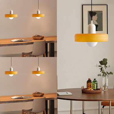 Lunaro Crimson Retro Pendant Light Featuring White Ribbed Diffuser - OpalDwell