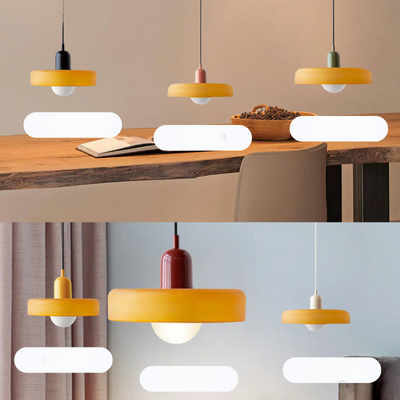 Lunaro Crimson Retro Pendant Light Featuring White Ribbed Diffuser - OpalDwell