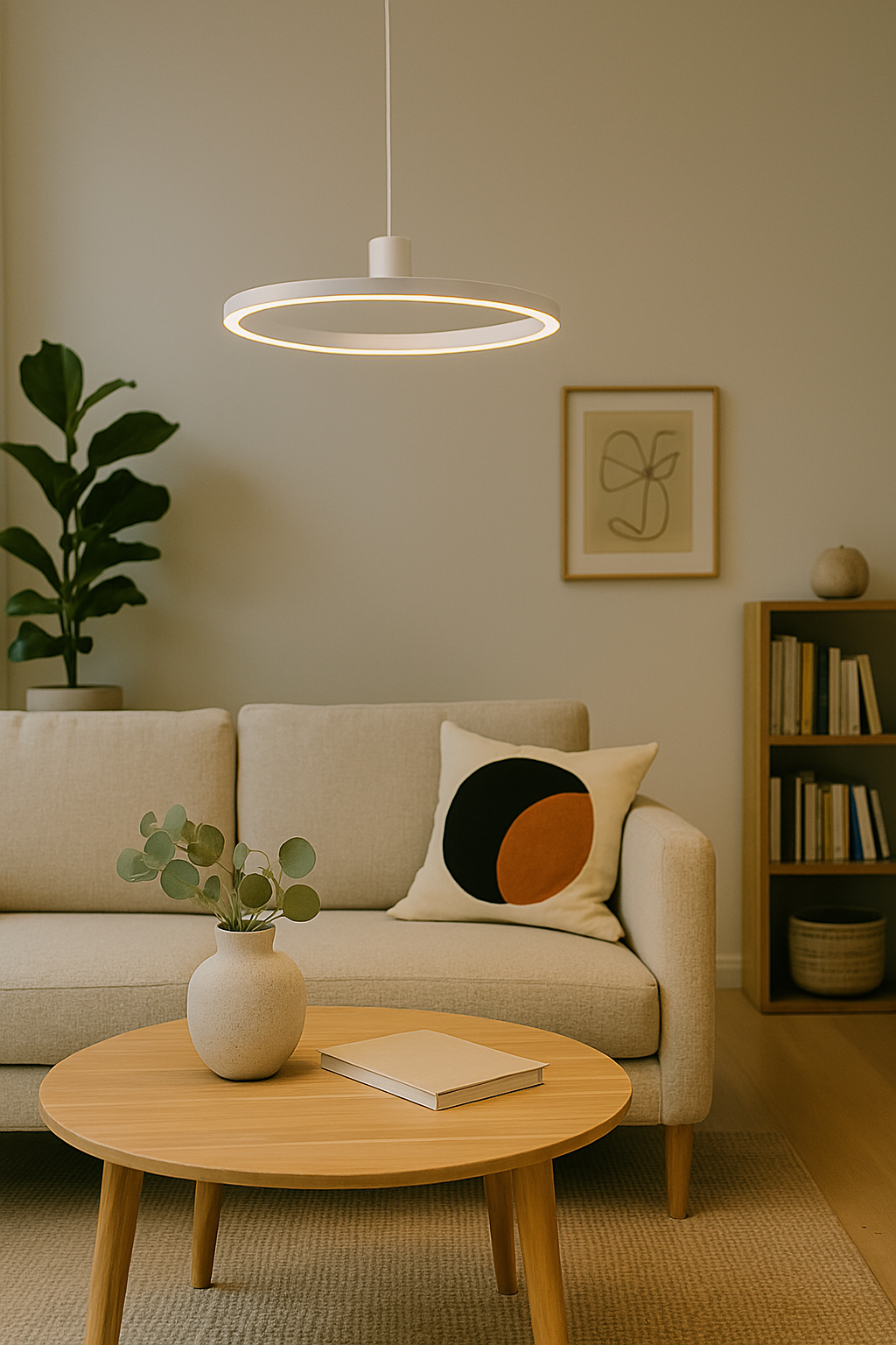 LumaNova Circular LED Pendant Light Dimmable for Dining Living Room and Office OpalDwell
