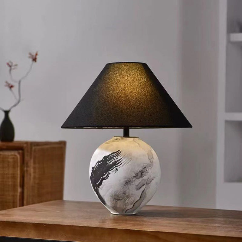 Marble Pattern Ceramic Lamp With Soft Ambient Lighting For Modern Homes - OpalDwell