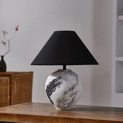 Marble Pattern Ceramic Lamp With Soft Ambient Lighting For Modern Homes - OpalDwell