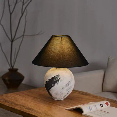 Marble Pattern Ceramic Lamp With Soft Ambient Lighting For Modern Homes - OpalDwell