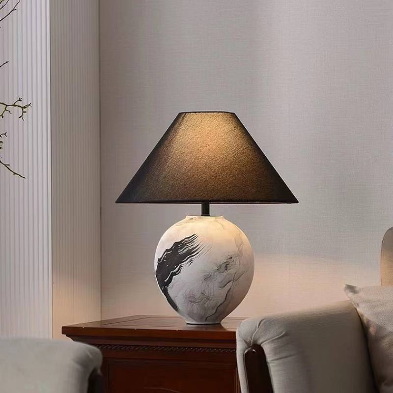 Marble Pattern Ceramic Lamp With Soft Ambient Lighting For Modern Homes - OpalDwell