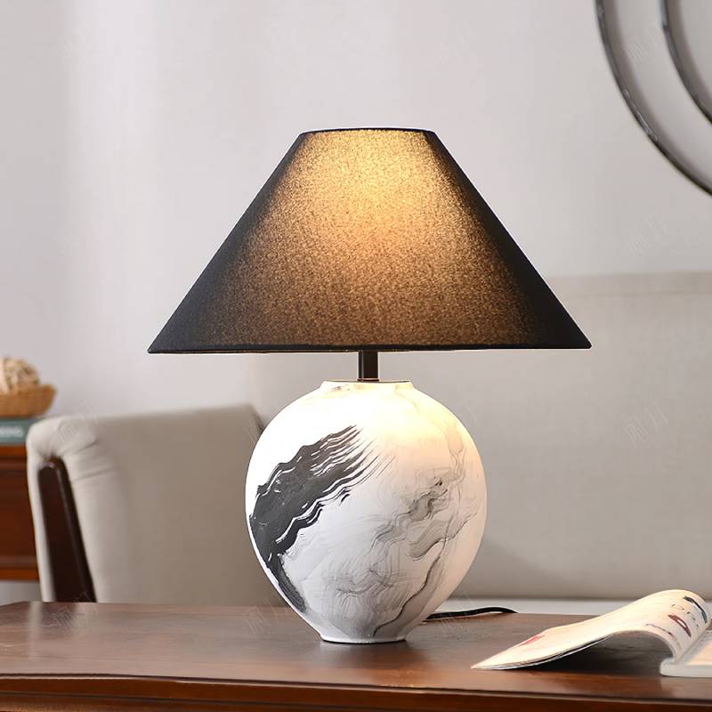 Marble Pattern Ceramic Lamp With Soft Ambient Lighting For Modern Homes - OpalDwell