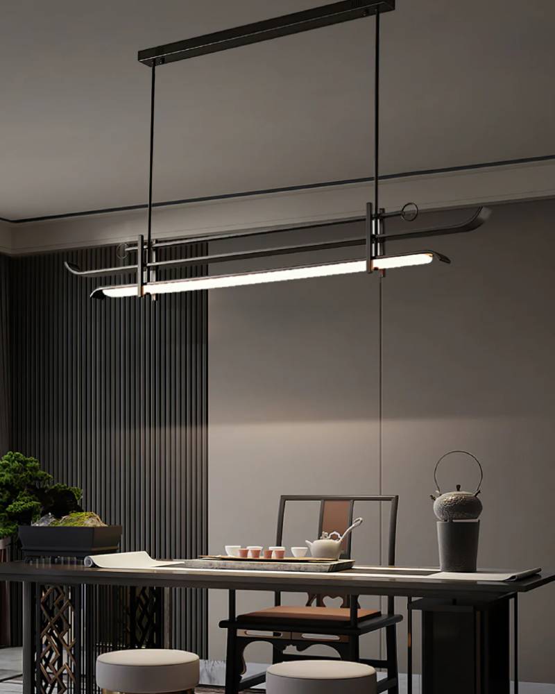 Contemporary Linear LED Chandelier Pendant Light for Dining Room OpalDwell