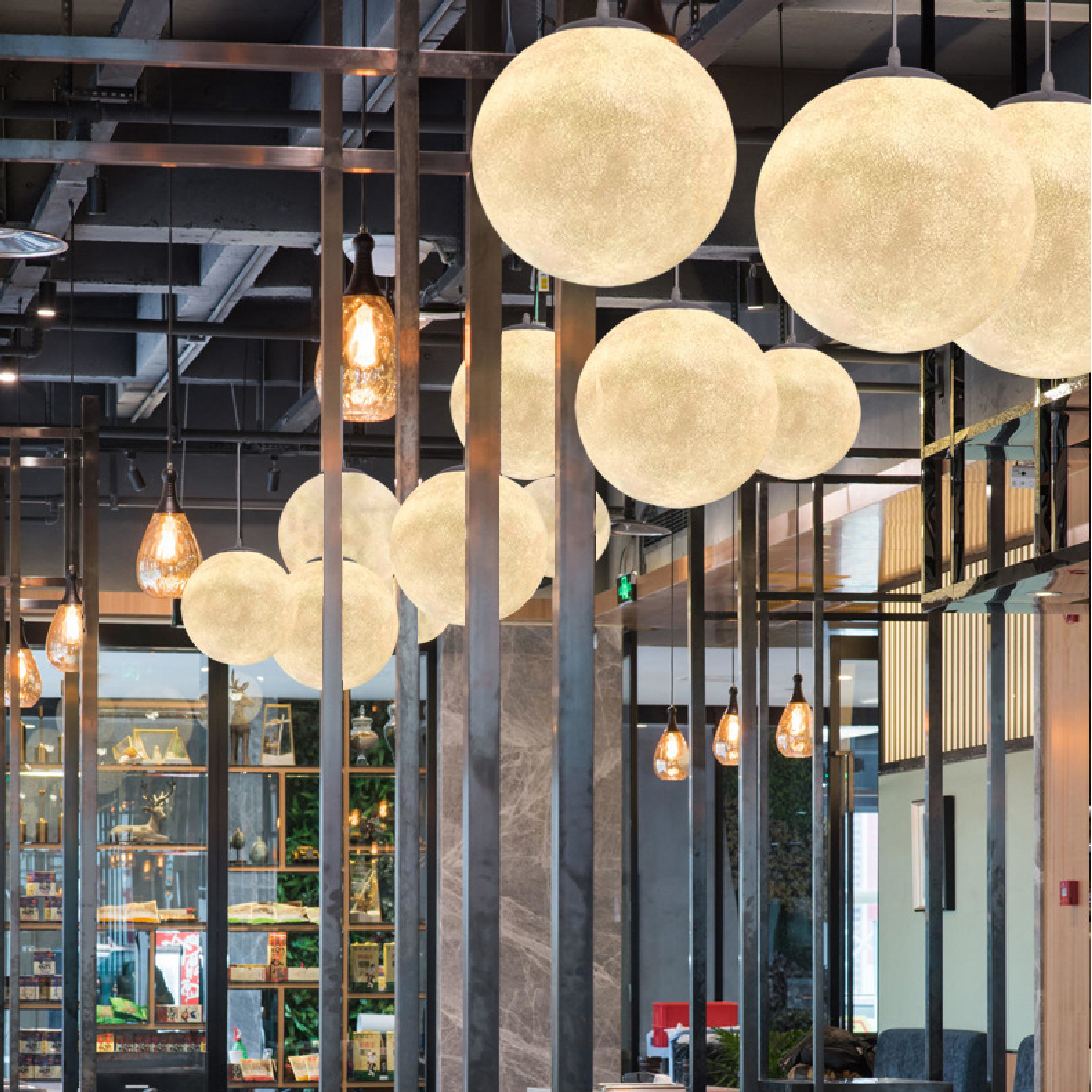 LunaWeave Moon Pattern Pendant Light In Bamboo Shade OpalDwell