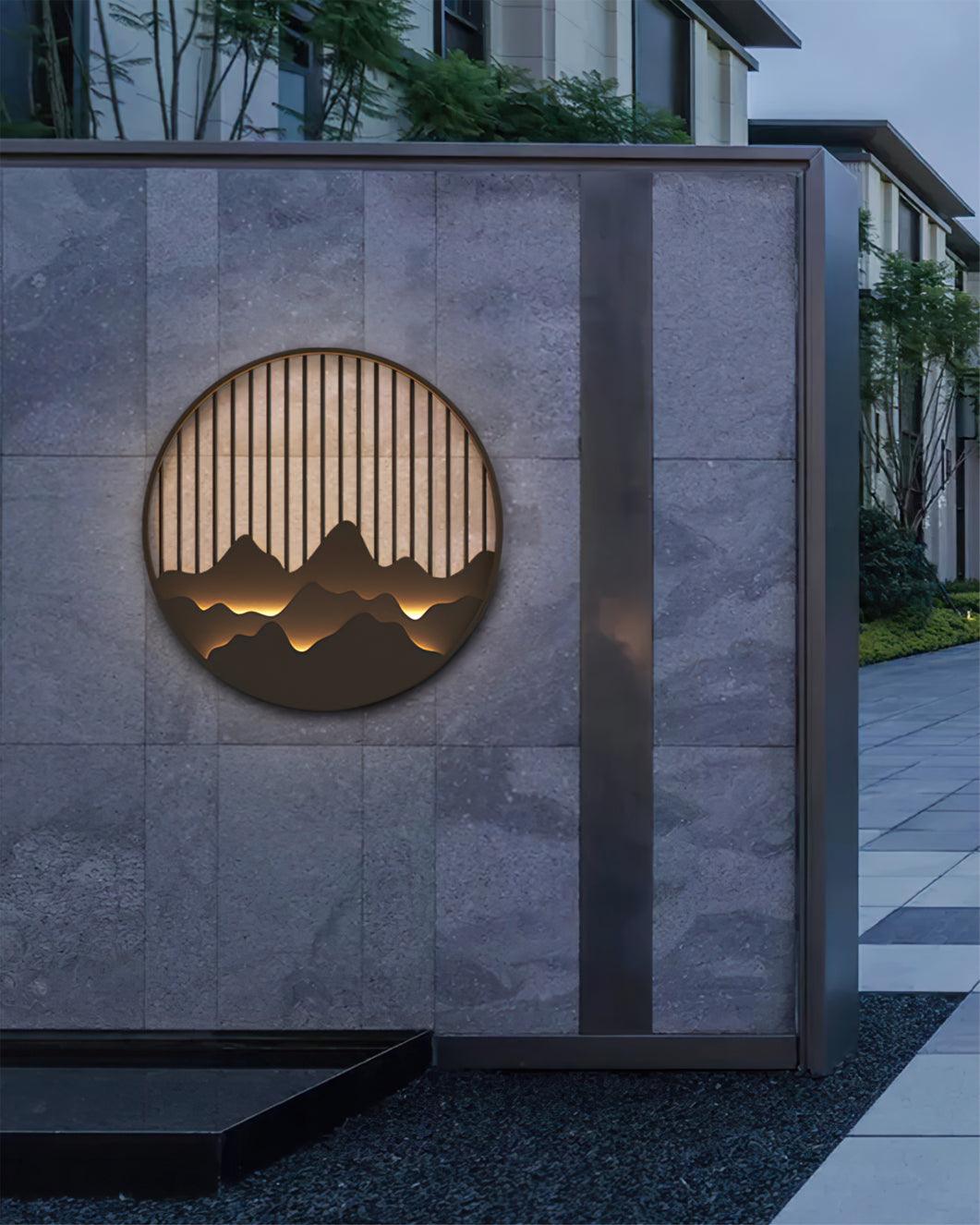 Cairncrest Outdoor Wall Lamp With Elegant Mountain Motifs - OpalDwell