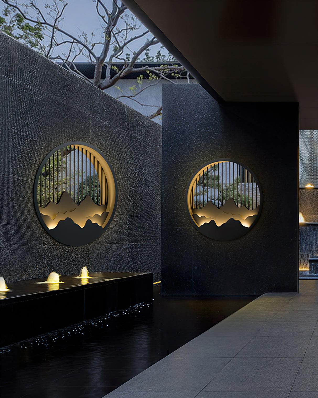 Cairncrest Outdoor Wall Lamp With Elegant Mountain Motifs - OpalDwell