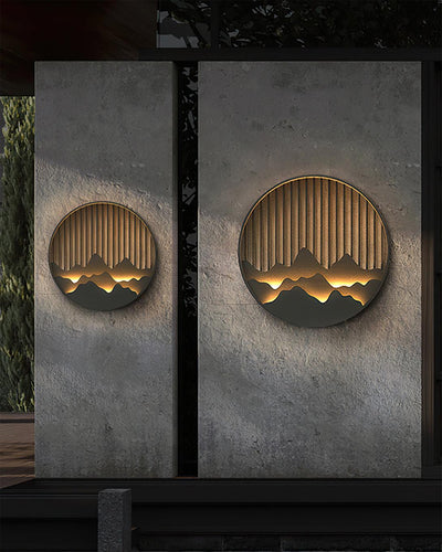 Cairncrest Outdoor Wall Lamp With Elegant Mountain Motifs - OpalDwell
