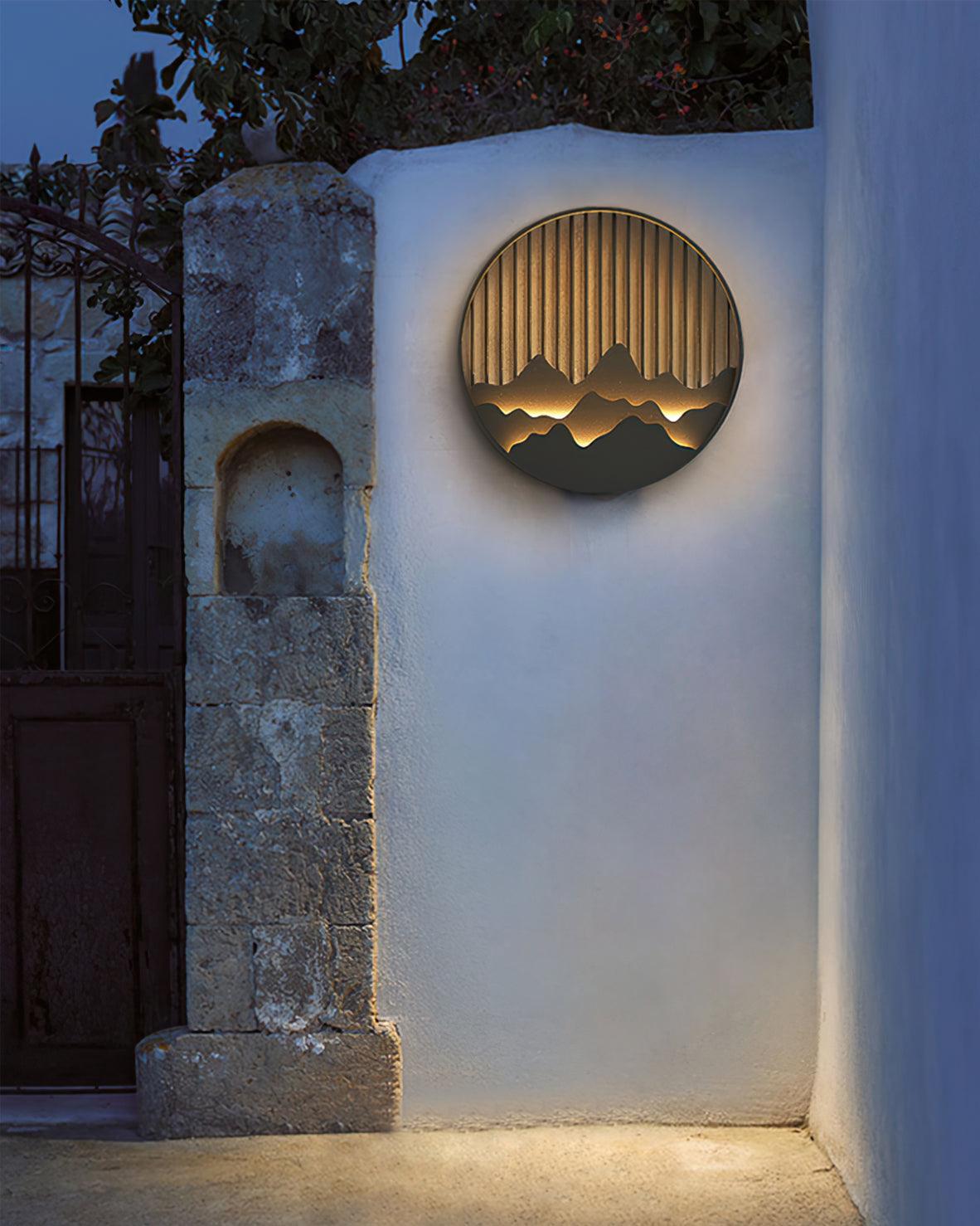 Cairncrest Outdoor Wall Lamp With Elegant Mountain Motifs - OpalDwell