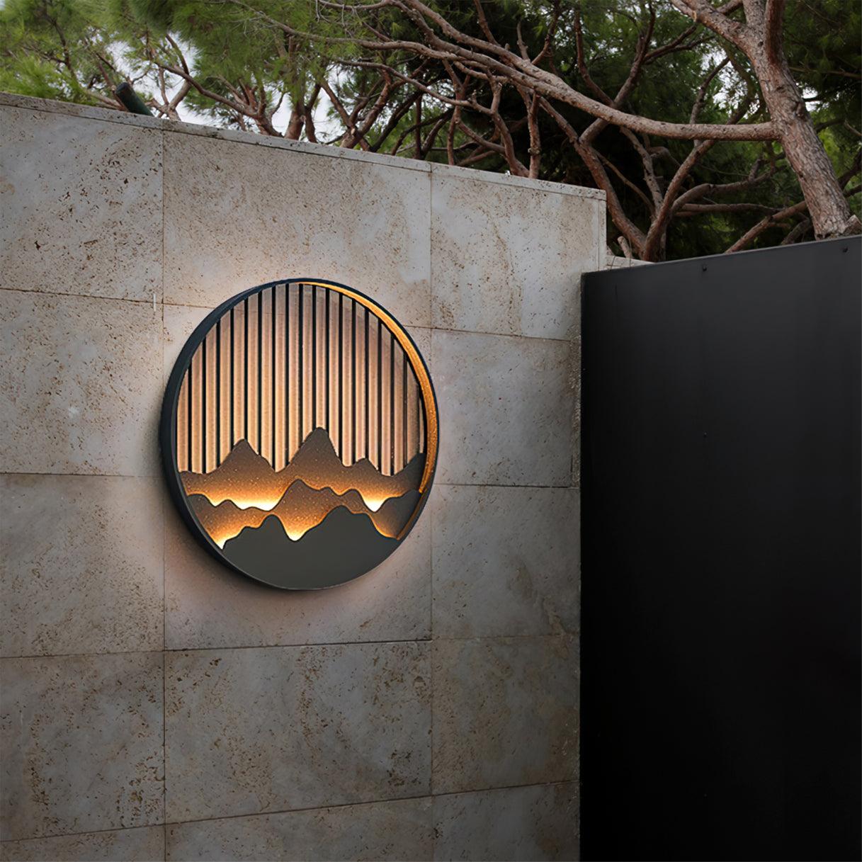 Cairncrest Outdoor Wall Lamp With Elegant Mountain Motifs - OpalDwell