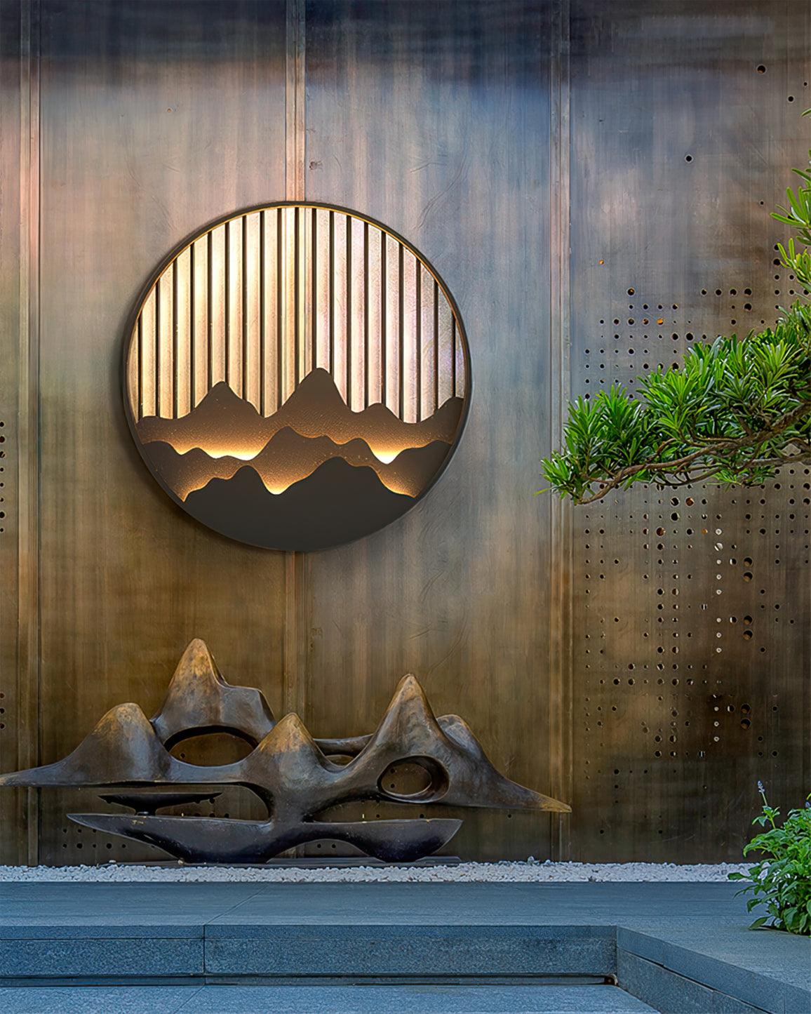 Cairncrest Outdoor Wall Lamp With Elegant Mountain Motifs - OpalDwell