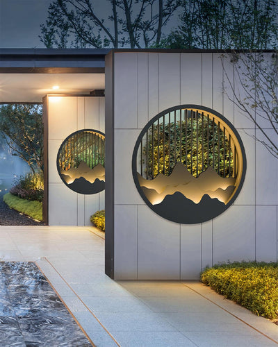 Cairncrest Outdoor Wall Lamp With Elegant Mountain Motifs - OpalDwell