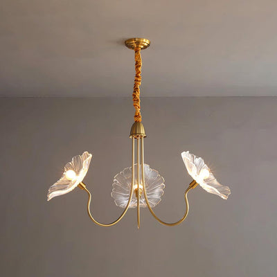 Lyria Glass Flower Chandelier With Frosted Leaf Bloom Light - OpalDwell