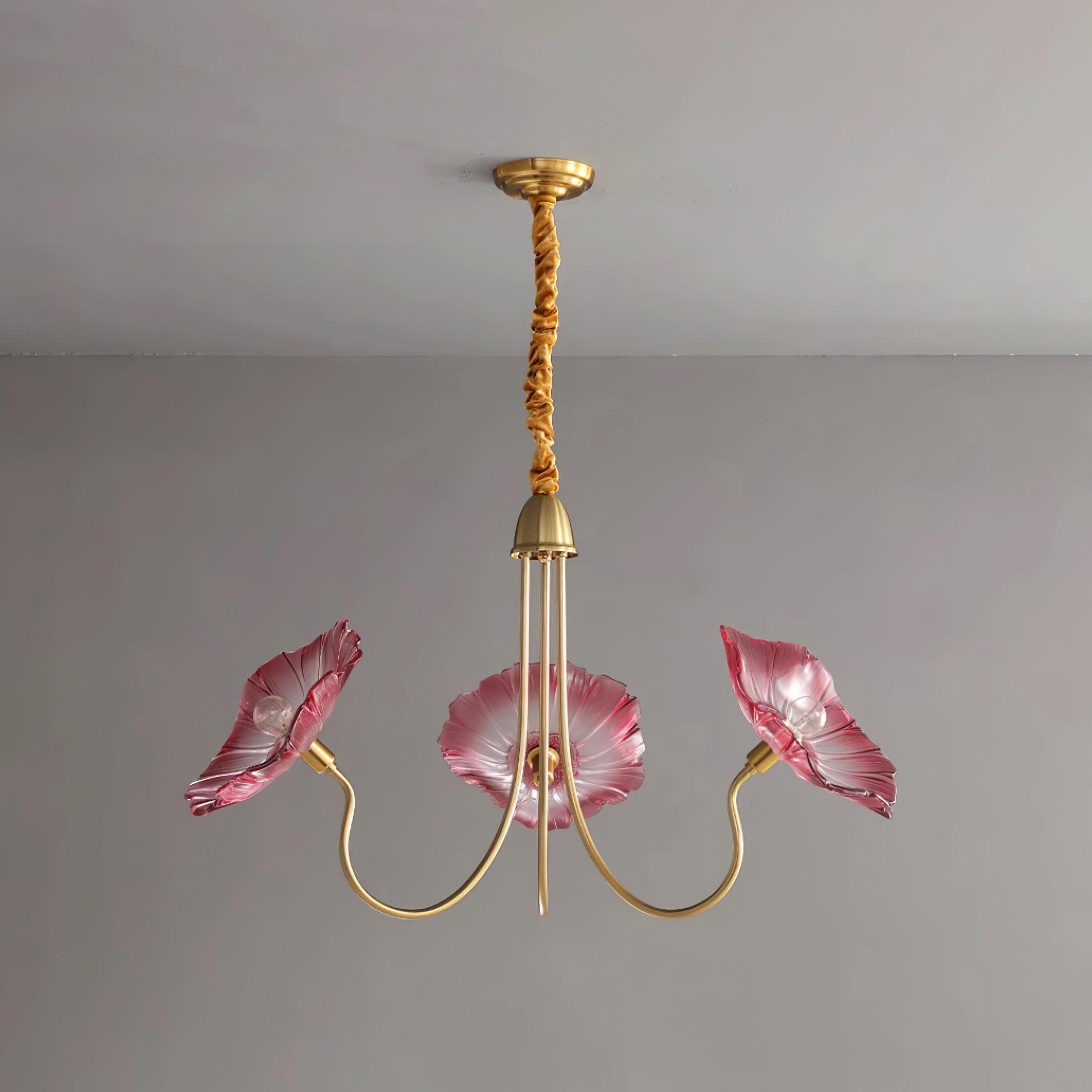 Lyria Glass Flower Chandelier With Frosted Leaf Bloom Light - OpalDwell