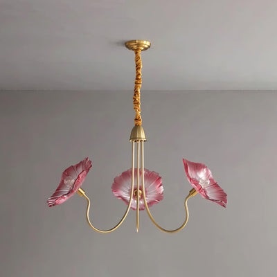 Lyria Glass Flower Chandelier With Frosted Leaf Bloom Light - OpalDwell