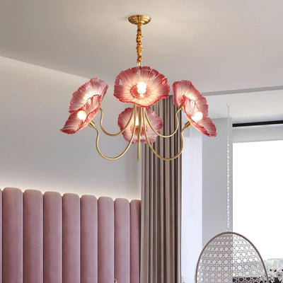 Lyria Glass Flower Chandelier With Frosted Leaf Bloom Light - OpalDwell