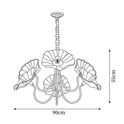 Lyria Glass Flower Chandelier With Frosted Leaf Bloom Light - OpalDwell