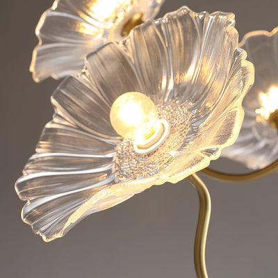 Lyria Glass Flower Chandelier With Frosted Leaf Bloom Light - OpalDwell