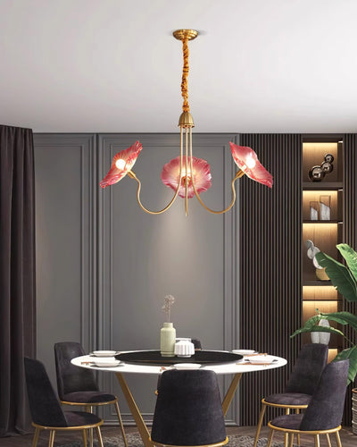 Lyria Glass Flower Chandelier With Frosted Leaf Bloom Light - OpalDwell