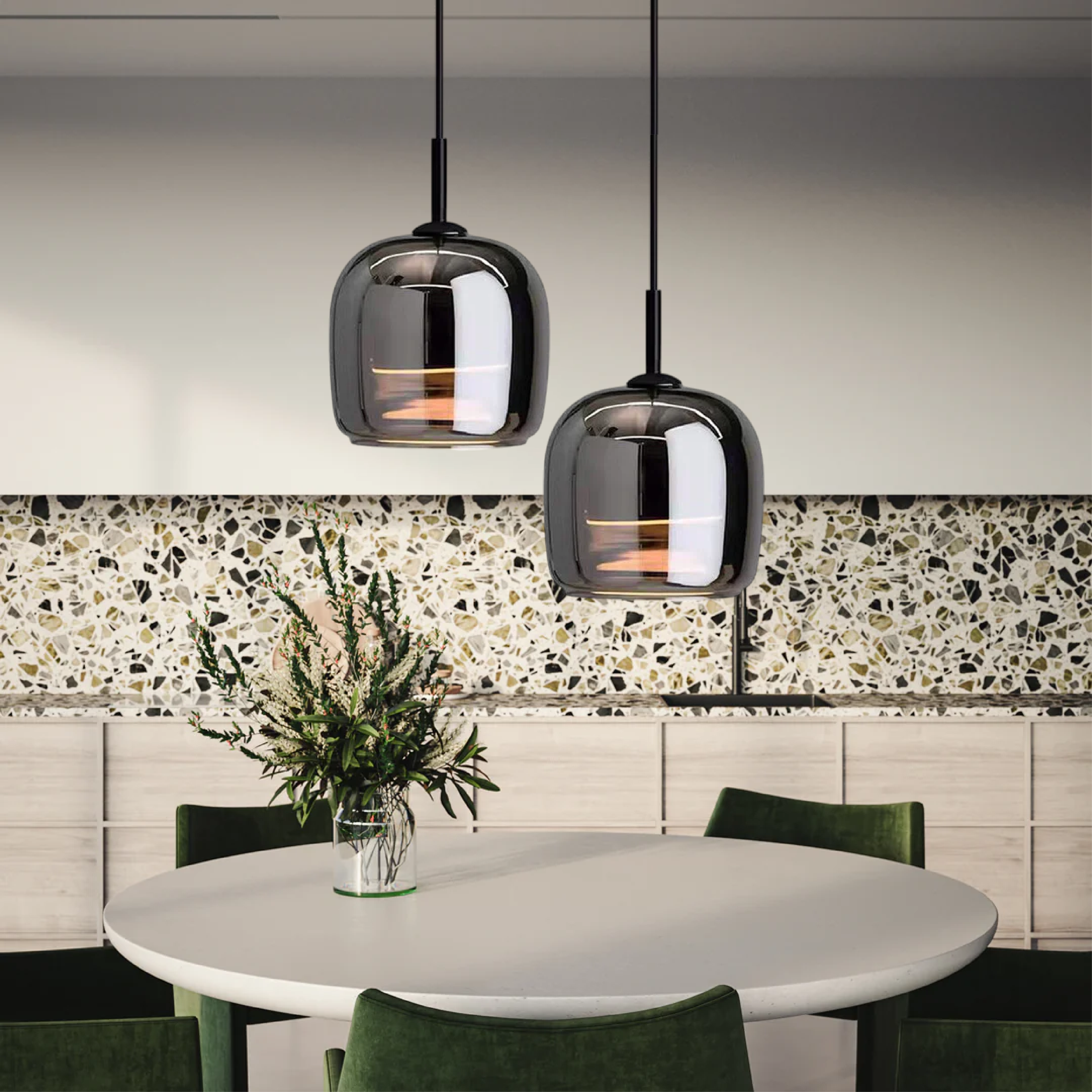 Arden Black Glass Pendant Light For Kitchen Island & Dining OpalDwell