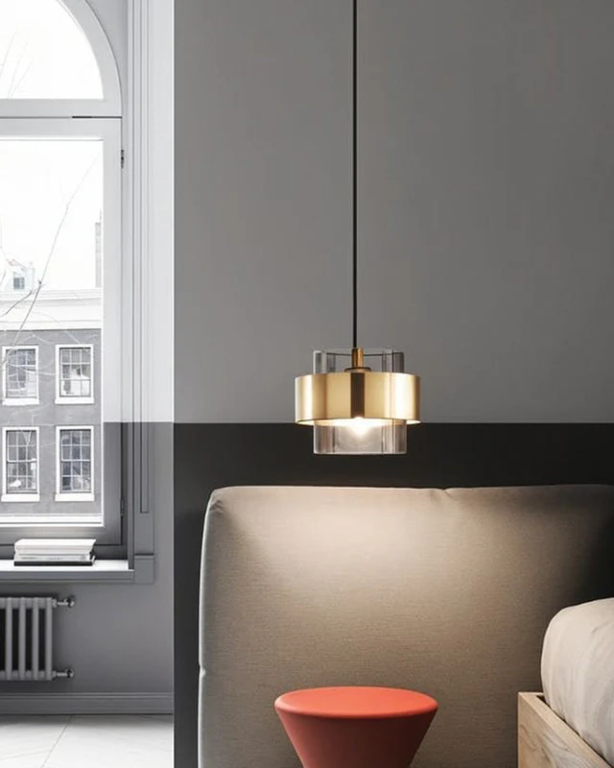 Solara Gold Glass Pendant Light with Industrial Edge - OpalDwell