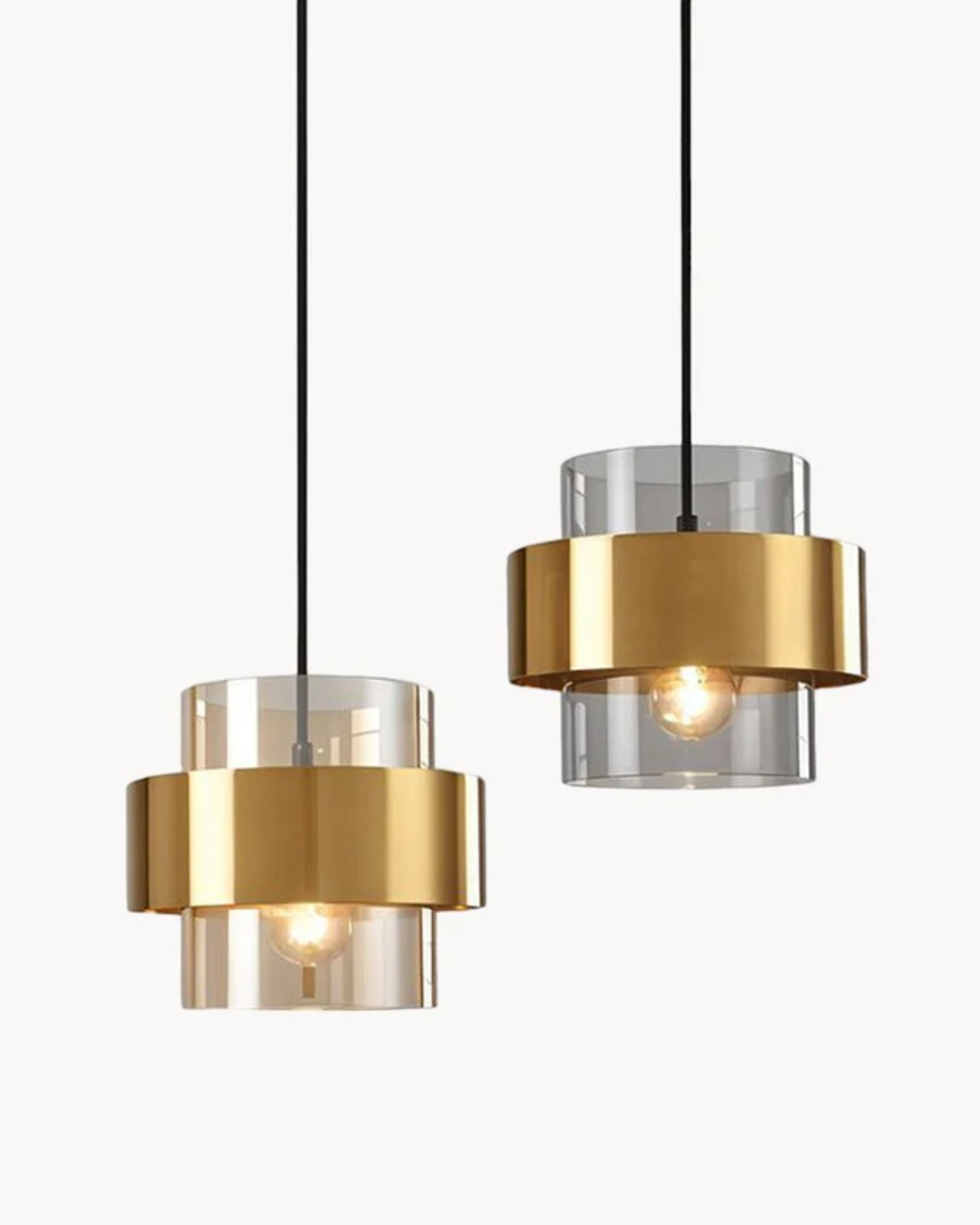 Solara Gold Glass Pendant Light with Industrial Edge - OpalDwell