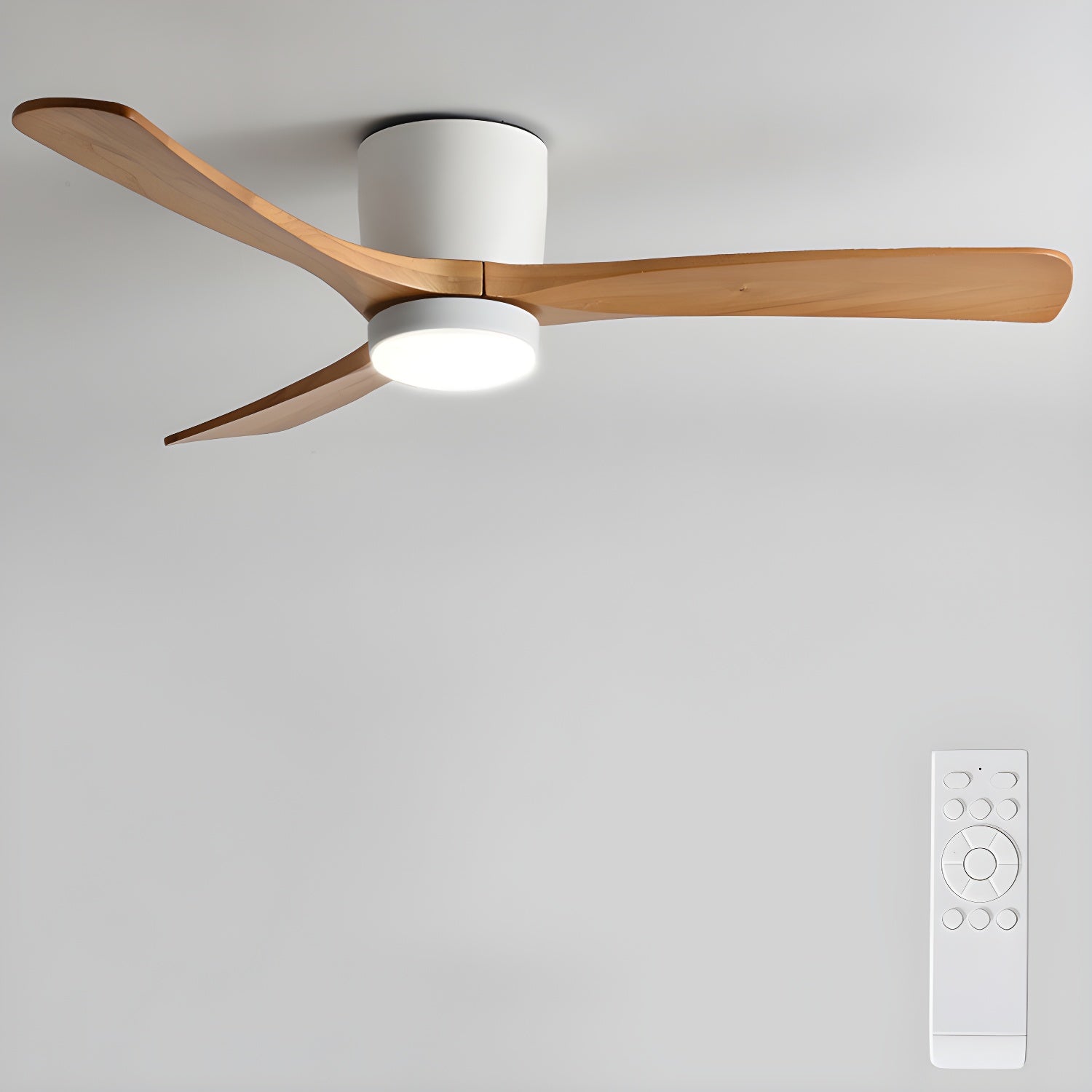 Everwood Nordic Wood Ceiling Fan Light 42 and 48 Inch LED Fixture OpalDwell