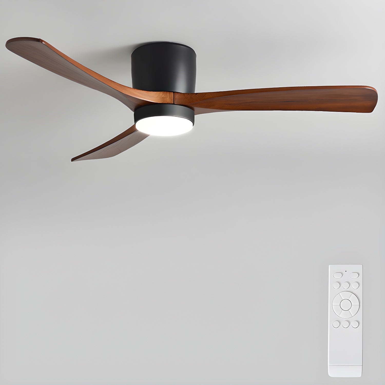 Everwood Nordic Wood Ceiling Fan Light 42 and 48 Inch LED Fixture OpalDwell
