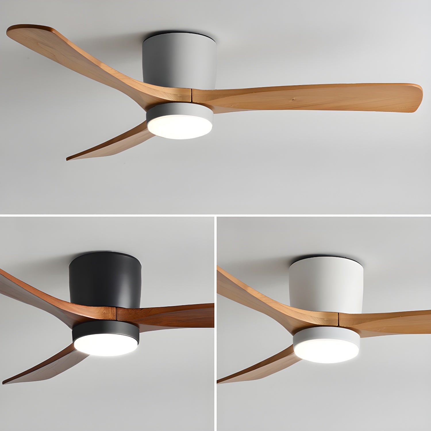 Everwood Nordic Wood Ceiling Fan Light 42 and 48 Inch LED Fixture OpalDwell