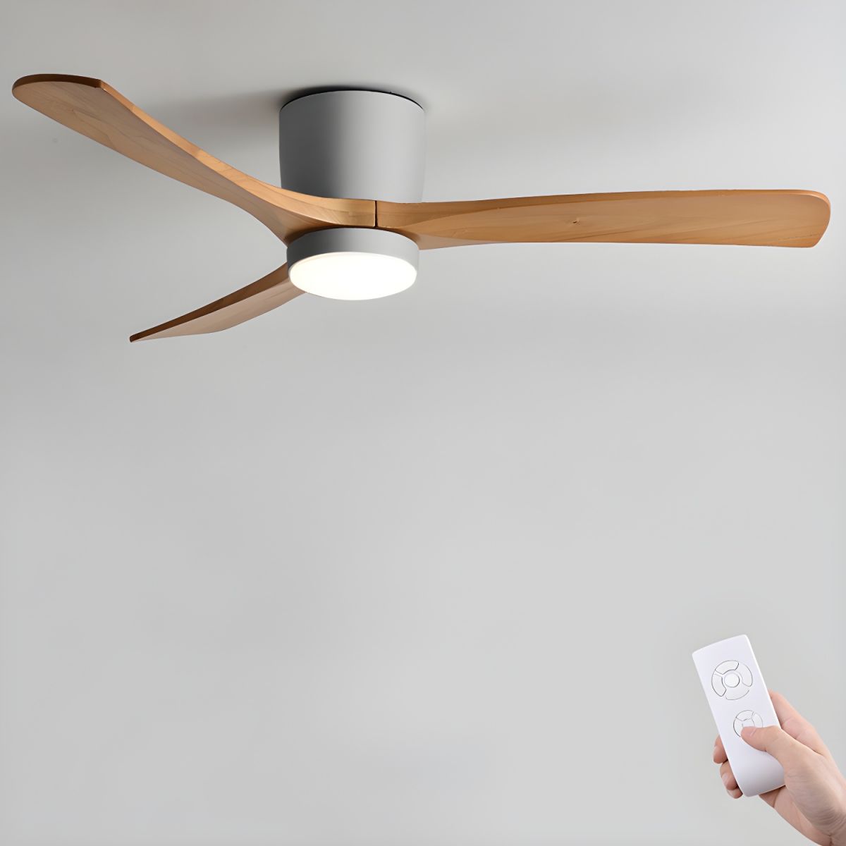 Everwood Nordic Wood Ceiling Fan Light 42 and 48 Inch LED Fixture OpalDwell