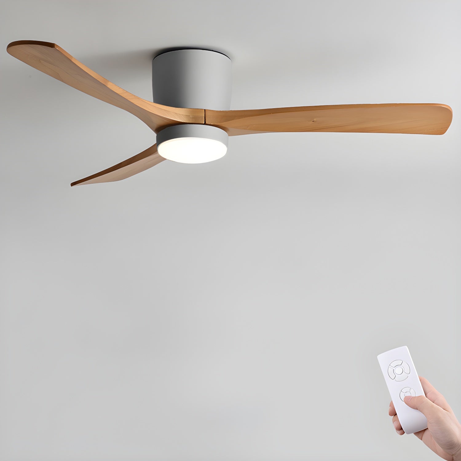 Everwood Nordic Wood Ceiling Fan Light 42 and 48 Inch LED Fixture OpalDwell