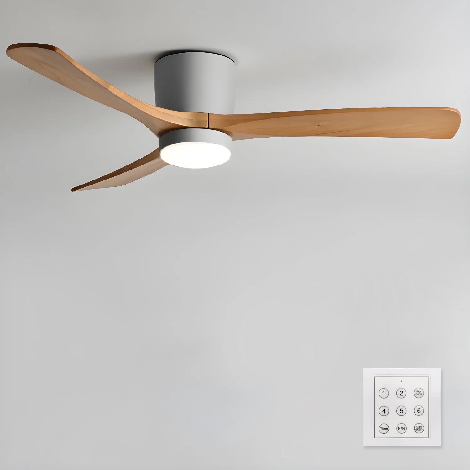 Everwood Nordic Wood Ceiling Fan Light 42 and 48 Inch LED Fixture OpalDwell