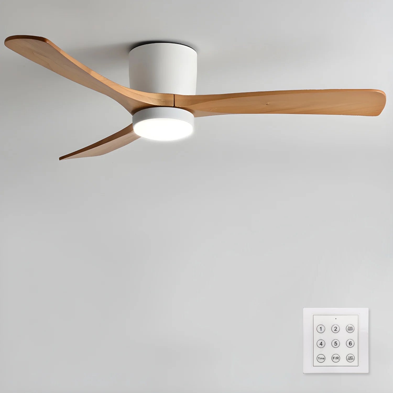 Everwood Nordic Wood Ceiling Fan Light 42 and 48 Inch LED Fixture OpalDwell