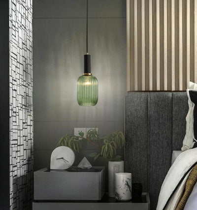 Nordic Fluted Glass Pendant Lamp for Modern Interiors OpalDwell