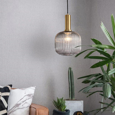 Nordic Fluted Glass Pendant Lamp for Modern Interiors OpalDwell