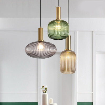 Nordic Fluted Glass Pendant Lamp for Modern Interiors OpalDwell