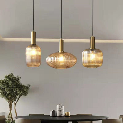 Nordic Fluted Glass Pendant Lamp for Modern Interiors OpalDwell