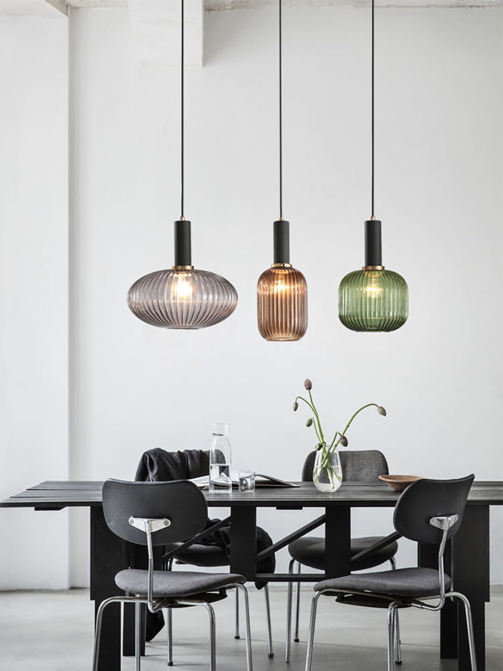 Nordic Fluted Glass Pendant Lamp for Modern Interiors OpalDwell