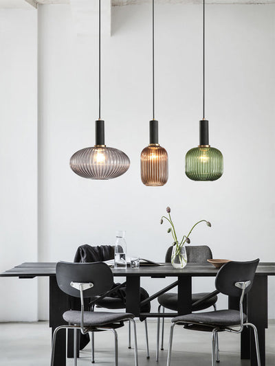 Nordic Fluted Glass Pendant Lamp for Modern Interiors OpalDwell
