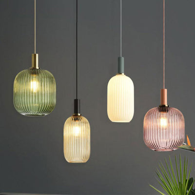 Nordic Fluted Glass Pendant Lamp for Modern Interiors OpalDwell