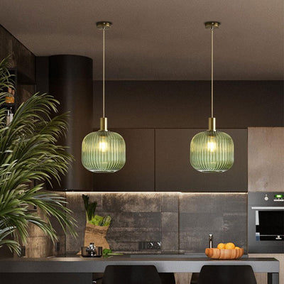 Nordic Fluted Glass Pendant Lamp for Modern Interiors OpalDwell