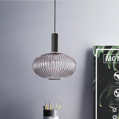 Nordic Fluted Glass Pendant Lamp for Modern Interiors OpalDwell