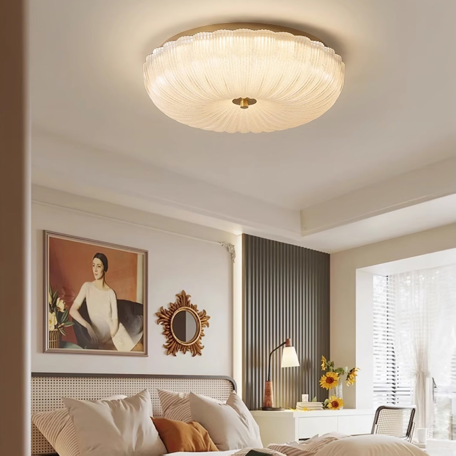 Nyra Ripple Glass Ceiling Light | Sleek Modern Glow OpalDwell